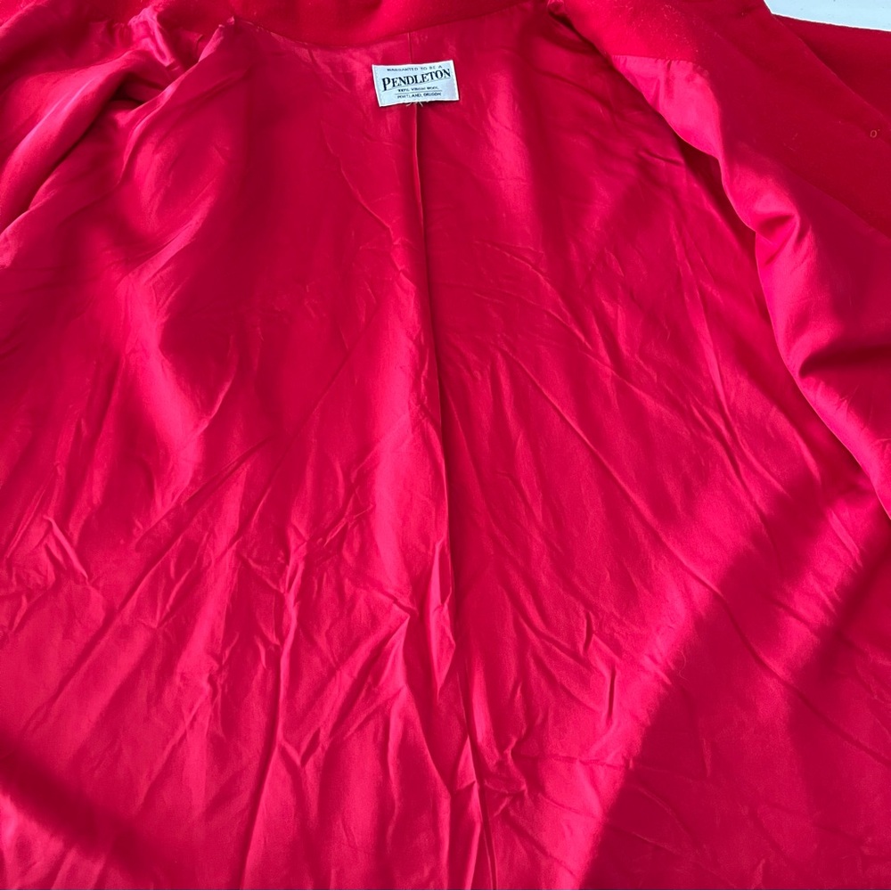 VTG Pendleton Poncho Womens 100% Virgin Wool Made USA Cape Pockets Red Size S/M - Picture 13 of 15